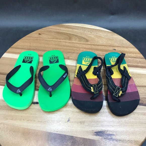 Reef | Shoes | Reef Green Multicolor Sandals Flip Flops Slip On 2 Pack  Little Kids Size | Poshmark
